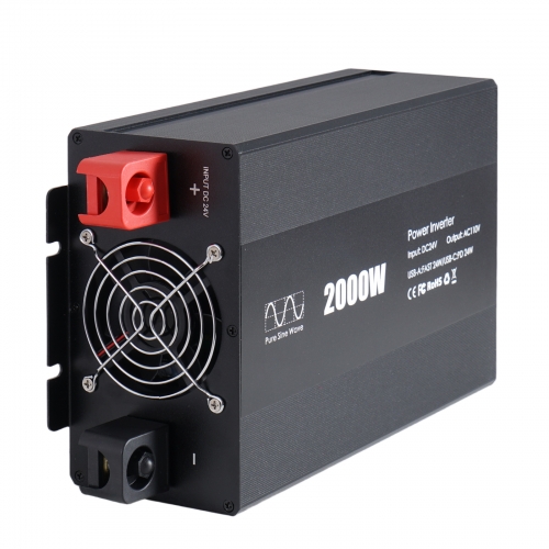 Pure sine Inverter 2000w,24v DC to 110v Power Inverters for 2000 watt with Dual AC Outlets 3.0A USB and Type-C【US stock】 Inverter 2000w,24v DC to 110v