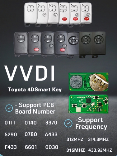 VVDI Smart Key Universal Remote Key for VVDI Toyota 4D Support Renew and Rewrite