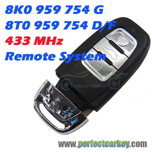 8K0959754G/8T0959754D/8T0959754F Aftermarket Slot Key 433MHz 3Button for Audi A4 S4 A5 S5 RS5 Q5 Quattro