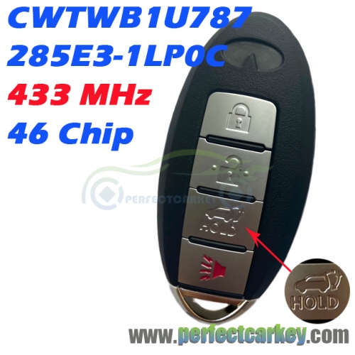 CWTWB1U787 / 285E3-1LP0C 433MHz 46 Chip Smart Key for Infiniti / Nissan