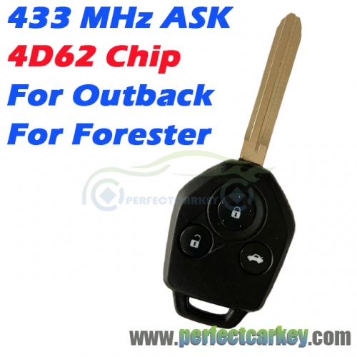 433MHz ASK 4D62 Chip Remote Head Key for Subaru Outback Forester