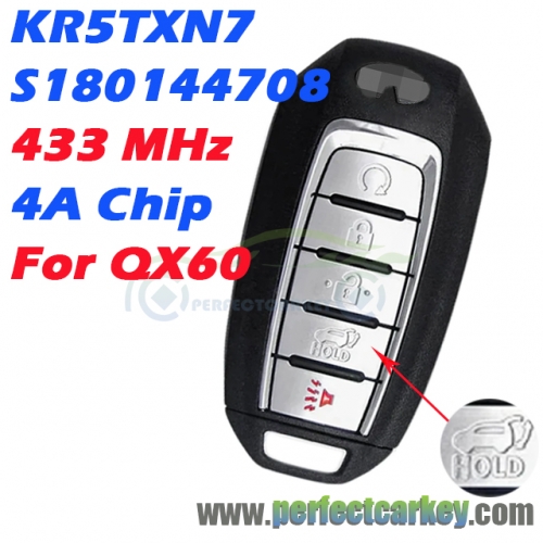 S180144708 / KR5TXN7 433MHz 4A Chip Smart Key for Infiniti QX60