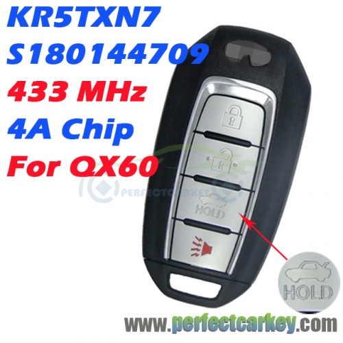 S180144709 / KR5TXN7 433MHz 4A Chip Smart Key for Infiniti QX60