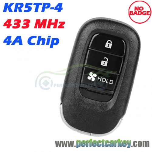 KR5TP-4 ​433MHz 4A Chip 3 Button (Fan) Smart Key For Honda