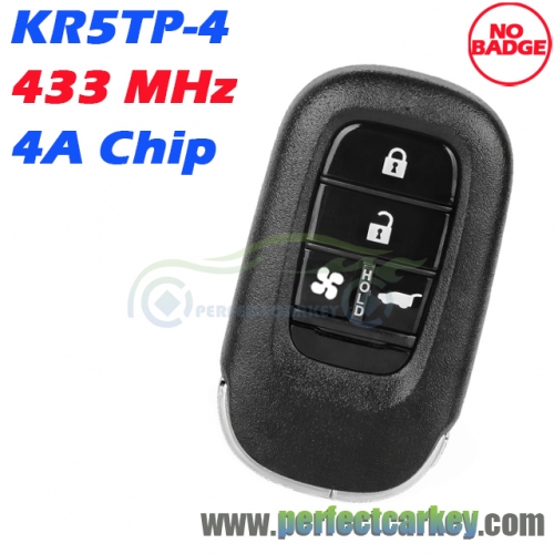 KR5TP-4 ​433MHz 4A Chip 4 Button (Fan+SUV) Smart Key for Honda CRV Civic Accord 2022