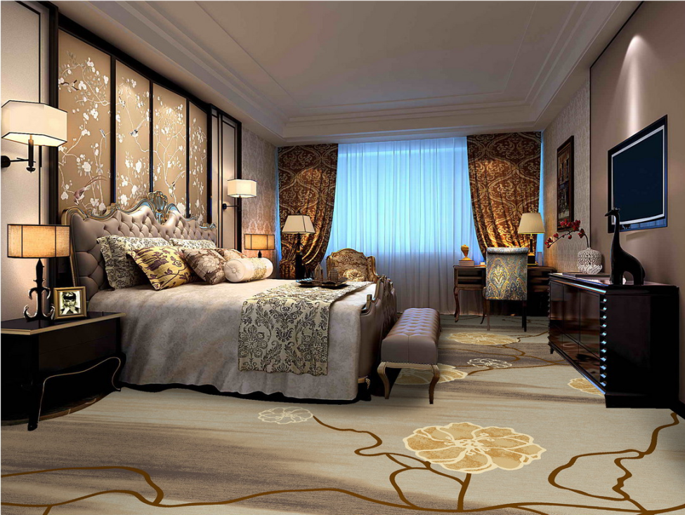 Modern machine made hotel room or luxur hotel room carpet flooring keep warm and anti-slip