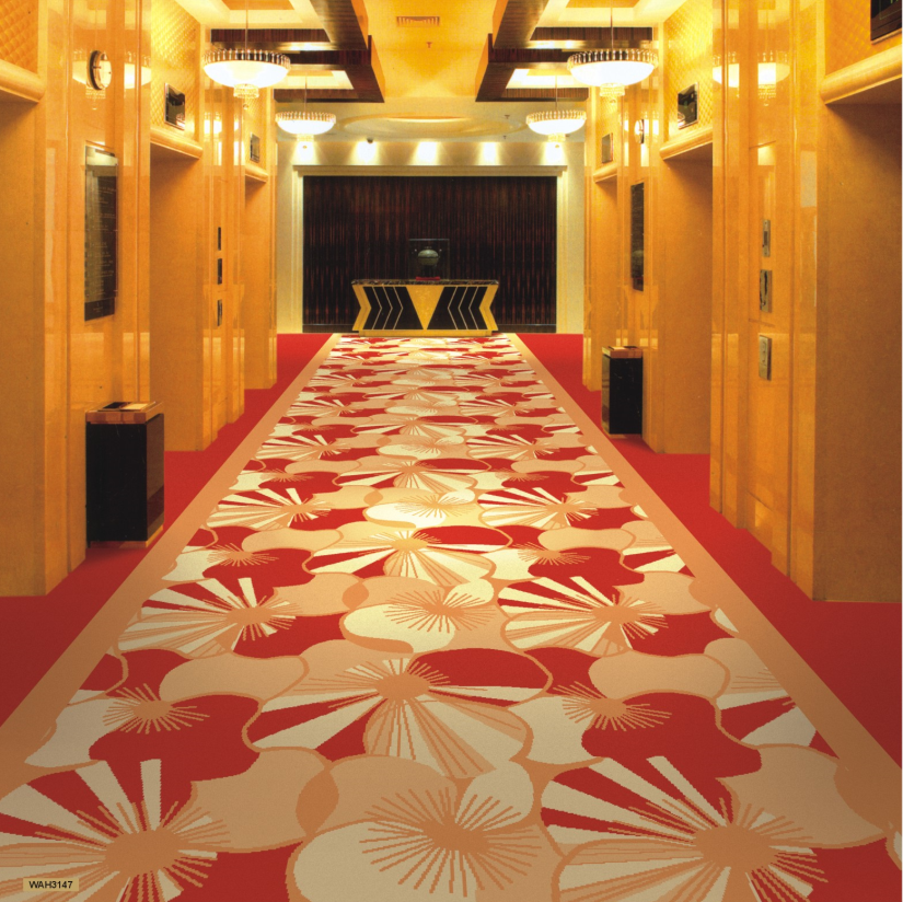 100%Nylon printed carpet roll for hotel auditorium, printed fabric carpet