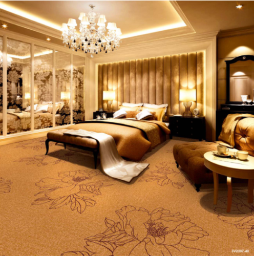 Nylon Printed Carpets For Hotels Blue And Grey Custom Design Wall To Wall Carpet Flooring