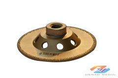 vacuum brazing diamond cup wheel for metal grinding (cooling holes on the shank)