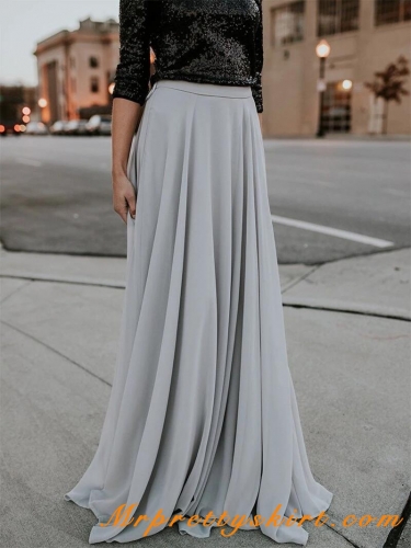 grey chiffon maxi skirt