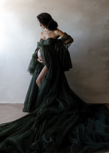 Dark Green Long Train  Photoshot Dress/Maternity Dress
