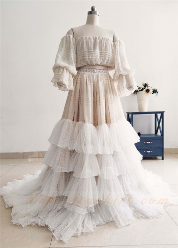 Beige Lace Maternity Dress/Photo Shot Dress