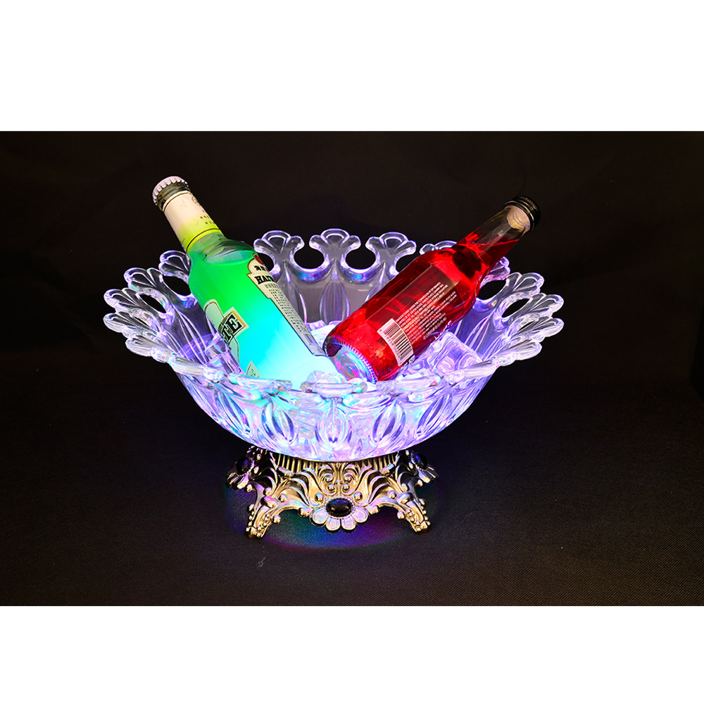 Jixi lotus flower plastic led ice bucket with silver color base