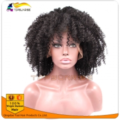 virgin human hair full lace wig with baby hair afro kinky curly brazilian full lace human hair wig,Small/medium/large cap
