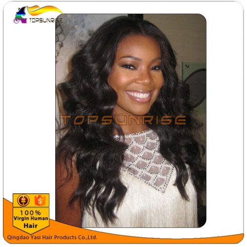 Hot selling  Cheaper lace front human hair wig with baby hair,body wave u part wig human hair for black women
