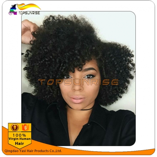 Hot selling Cheaper  short hair lace front human hair wig with baby hair,afro curly u part wig human hair for black women
