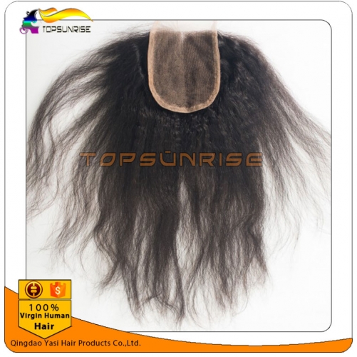 wholesale 8A Grade virign peruvian hair kinky straight Lace Closure Bleached Knots 4x4",5x5"  Virgin Hair top Closure Free/Middle/3 Part Lace Closure