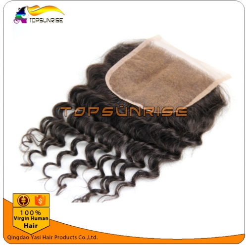 wholesale 8A Grade virign malaysian hair curly top Lace Closure Bleached Knots 4x4",5x5"  Virgin Hair top Closure  free/middle/3 Part Lace Closure