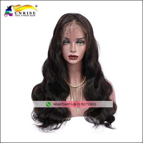 Top quality body wave Peruvian hair heavy density front lace wig with baby hair human hair peruca for women