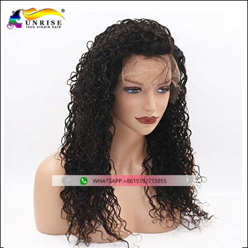 Top quality pre plucked curly lace front wig for lady Malaysian hair pre plucked peruca with natural hairline