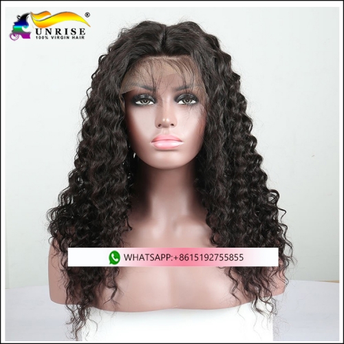 Wholesale price loose curly heavy density wig human hair front lace Mongolian wig loose curly hair for lady