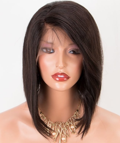 Top quality brazilian hair silky straight lace front short hair bob Wigs pre plucked 130% ,150% density,glueless full lace bob wigs pre plucked
