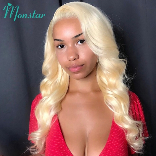 Fashion body wave #613 Full Lace Human Hair Wigs, #613 body wave lace front Wigs With Baby Hair Pre Plucked
