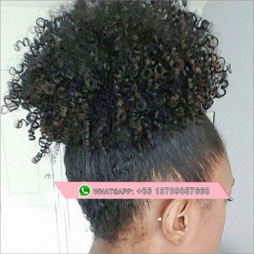 Free shipping Clip ins Human Hair Drawstring Ponytail Extension Kinky Curly Ponytail Human Hair Brazilian Clip Ins Ponytail For Women Black