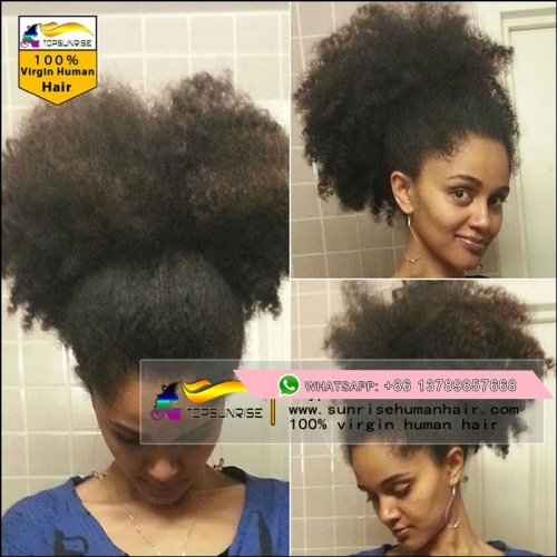 Fedex  free shipping 9A human hair afro kinky curly ponytail drawstring  ponytail human malaysian hair 100g/120g/140g