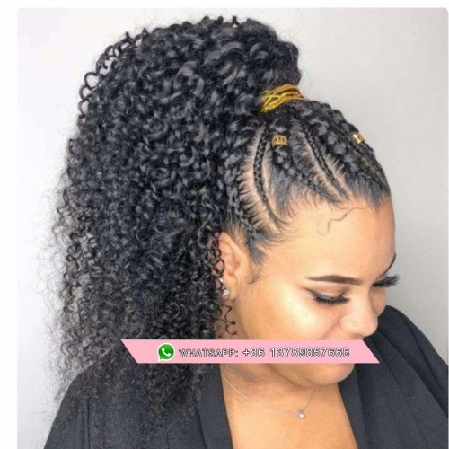 Free shipping Afro Kinky Curly Human Hair Ponytail For Black Women   black Brazilian Virgin Hair Drawstring Ponytail Hair Extensions