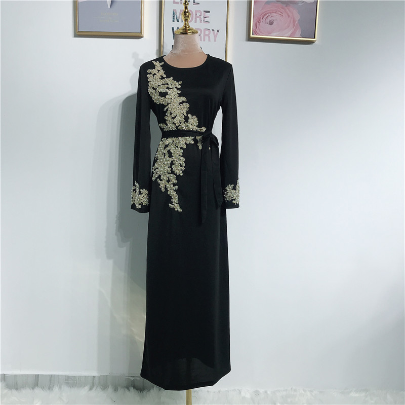 high quality muslim turkey abaya with embroidery maxi dress-lr275
