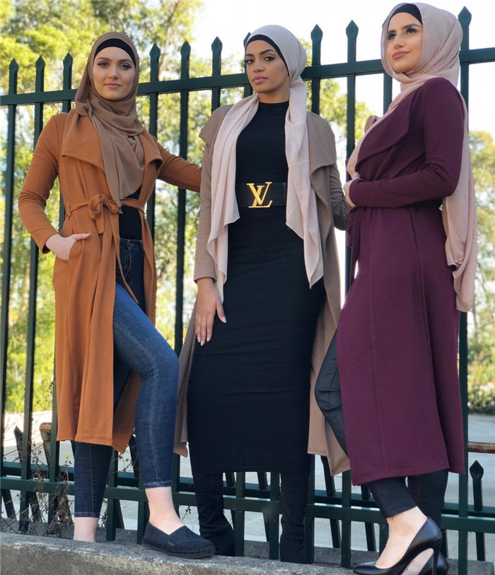 Muslim women knit abaya Dubai turkish cardigan coat Arabic dress