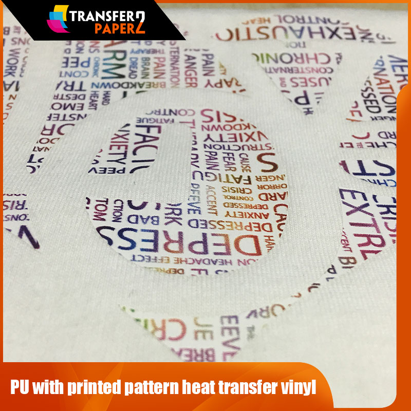 pu heat transfer vinyl with printed pattern for tshirt