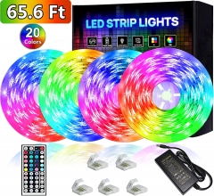 65.6ft Led Strip Lights RGB LED Lights Strip 5050 LED Tape Lights Flexible Color Changing LED Lights for Christmas