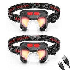 Headlamp Flashlight, IKAAMA 1100 Lumen Rechargeable LED Head lamp with Red Light, 2 Pack Ultra-Light Bright Waterproof Headlamps, 8 Modes Work Light Headlight for Outdoors Camping Running Biking