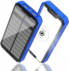 Solar Power Bank, Qi Portable Charger 30,000mAh External Battery Pack PD 20W and QC 3.0 Fast Charging Flashlight, Compass, Solar Panel Charging