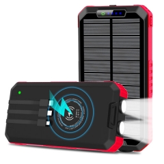 Solar Power Bank 30000mAh(Upgraded) Wireless Portable Solar Charger Fast Charging Bank, Solar Phone Charger With 3 Cables & LED Flashlights(Waterproof, Dustproof), Compatible Smartphones, Tablets