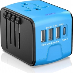 JMFONE Universal Travel Adapter,International Power Adapter High Speed 2.4A 4*USB, Type-C 3.0A Port with Worldwide AC Plug Wall Charger