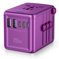 Universal Travel Adapter Offers 6.0A 3X 3.0A USB-C Ports, 2X 2.4A USB-A Ports and Multi AC Outlet, All-in-One International Power Plug Adaptor Worldwide Charger