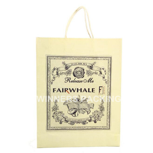 Custom Printes Logo Cheap Brown Kraft Paper Bag With Handle For Wholesale