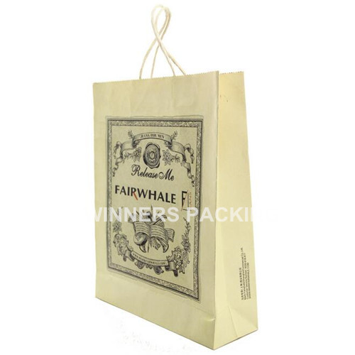 Custom Printes Logo Cheap Brown Kraft Paper Bag With Handle For Wholesale