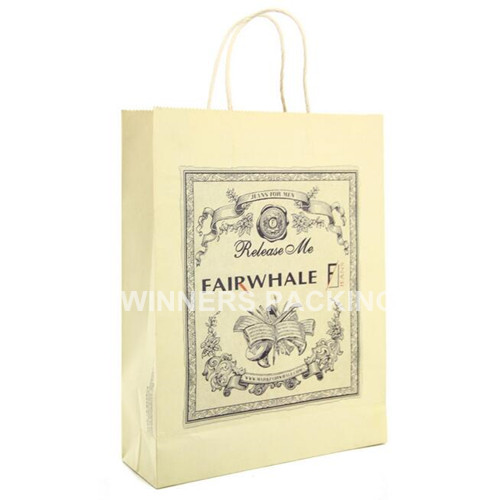 Custom Printes Logo Cheap Brown Kraft Paper Bag With Handle For Wholesale
