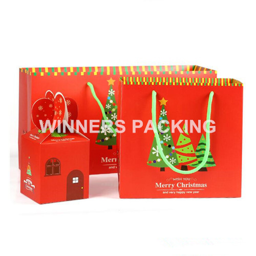 Custom luxury new style Christmas cardboard gift paper bag