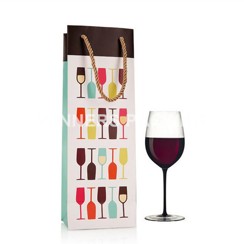 China Manufacturer Wholesale Cheap Price Custom Design Luxury Bottle Packaging Paper Wine Bag