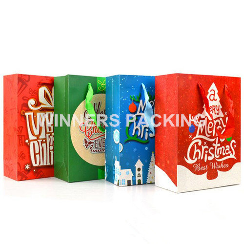 Custom Cosmetic Commercial Christmas Gift Paper Bag