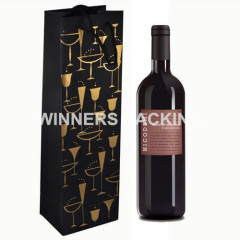 Hot Sale customized cardboard LOGO printed colorful luxury paper wine bag new design with matt