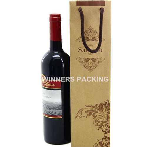 Wholesale bulk paper wine bottle gift bag