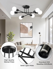 6-Light Black Chandelier Ceiling Light