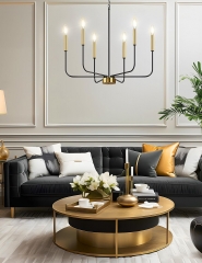 6-Light Black and Gold Farmhouse Chandelier