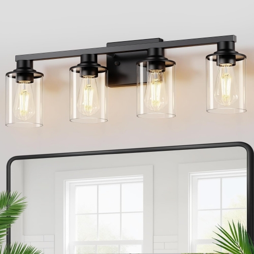 4-Light Black Bathroom Vanity Lamp